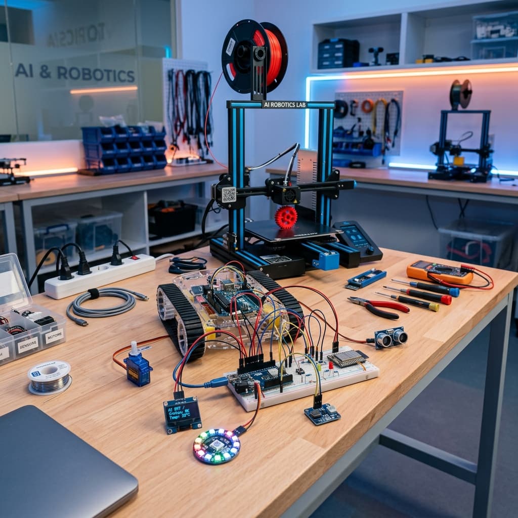 AI and Robotics Lab equipment workspace